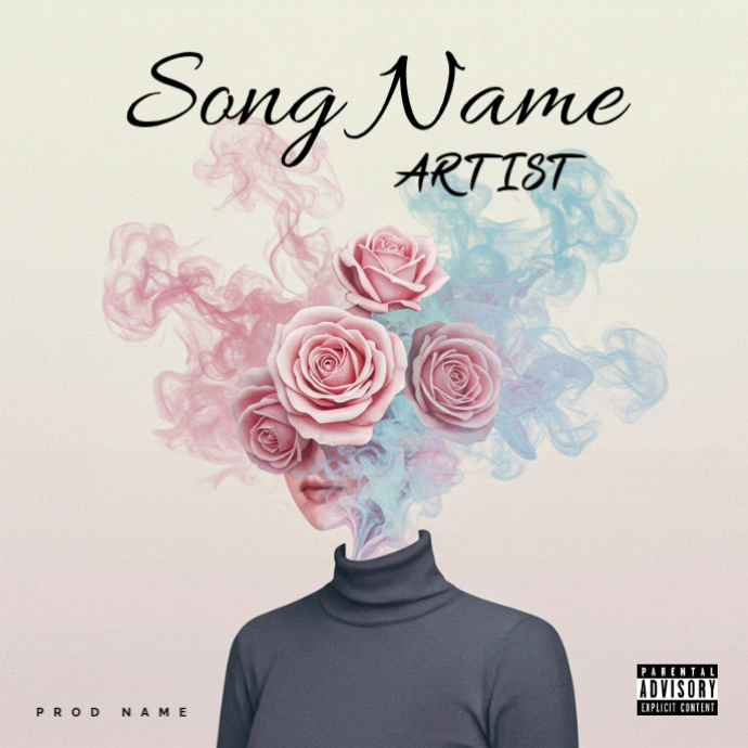 White Pastel Roses Head Smoke Album Cover Template | PosterMyWall