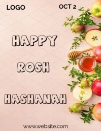 White Pastel Rosh Hashanah Day  Flyer (us Letter) template