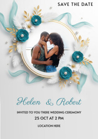 White Pastel Save The Date A5 template