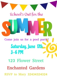 White Pastel School Out For The Summer A6 template