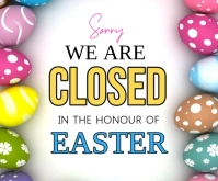White Pastel Sorry We Are Closed Easter  Medium Rectangle template