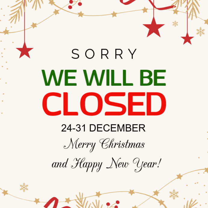 White Pastel Sorry We Are Closed On 25 December Christmas Day Instagram ...