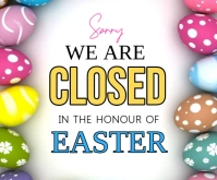 White Pastel Sorry We Are Closed On Easter Holidays  Medium Rectangle template