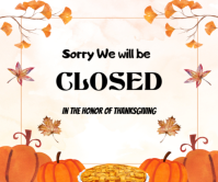 White Pastel Sorry We Will Be Closed On Thanksgiving Large Rectangle Grote rechthoek template