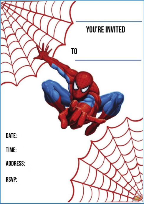 White Spider-man Invitation A4 Template | PosterMyWall
