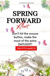 White Pastel Spring Forward Poster template