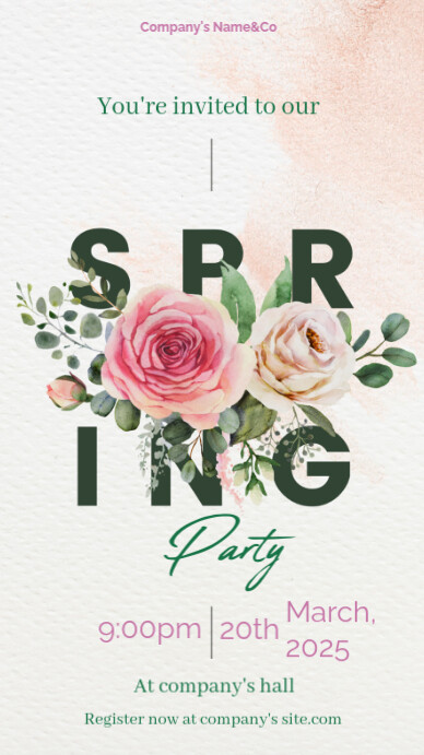 White Pastel Spring Party Invitation  Instagram Story template