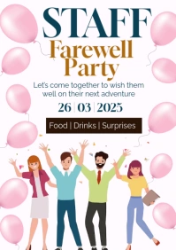 White Pastel Staff Farewell Party A1 template
