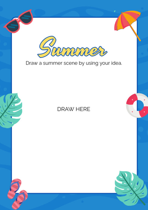 White Pastel Summer Border Posters Background  A4 template