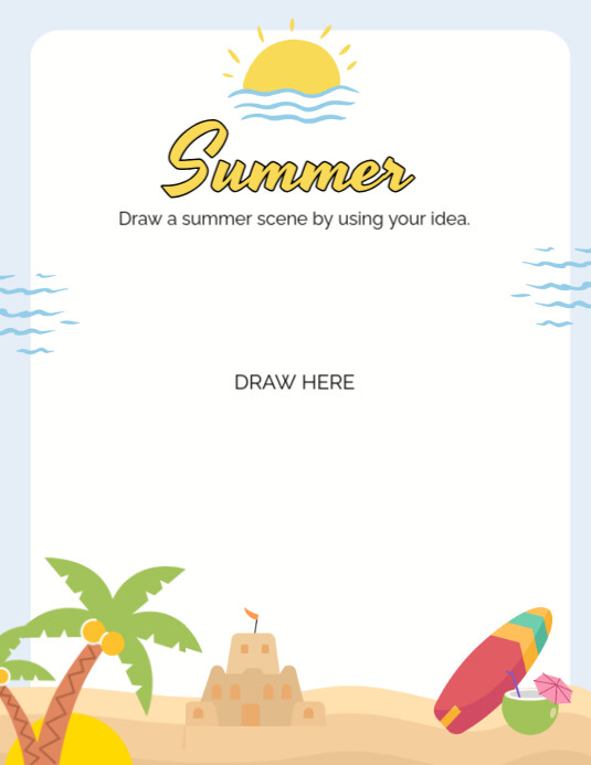 White Pastel Summer Border Posters Background  Flyer (us Letter) Pamflet (VSA Brief) template