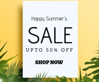 White Pastel Summer Sale Offer  Medium Rectangle template