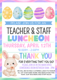 White Pastel Teacher & Staff Luncheon A6 template
