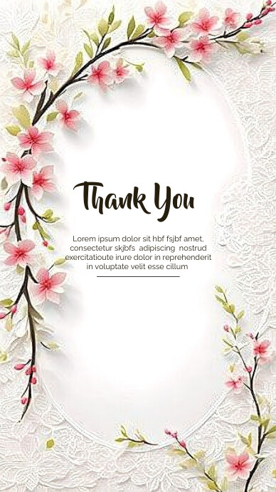 White Pastel Thank You Card Digital Display ( Ekran reklamowy (9:16) template