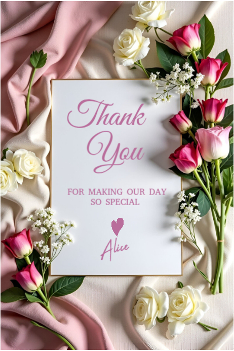 Modèle White Pastel Thank You Card Poster | PosterMyWall
