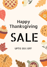 White Pastel Thanksgiving Sale Discount Event Template A4
