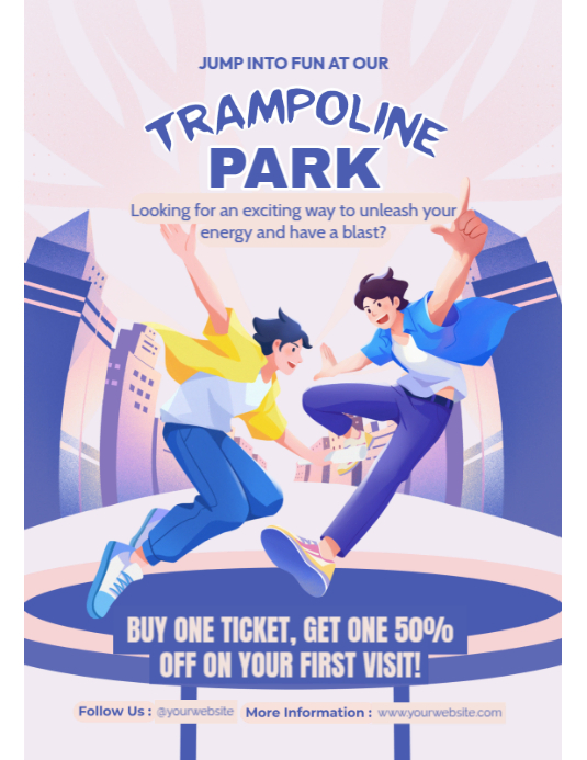 White Pastel Trampoline Park Flyer (us Letter) Template | PosterMyWall