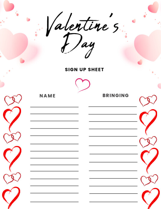 Copy of White Pastel Valentine's Day Sign Up Potluck Sheet Flyer (us ...