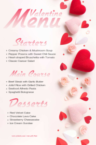 White Pastel Valentine Menu  Poster template