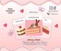 粉色 Valentine's Day Cake Promotion Stort rektangel Template