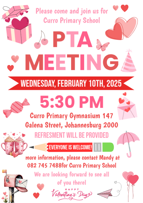 White Pastel Valentine Pta Meeting A4 Template | PosterMyWall