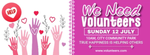 White Pastel Volunteers We Need You Facebook Facebook-coverfoto template