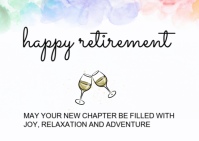 White Pastel Watercolor Happy Retirement Card Template Postcard