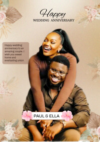 White Pastel Wedding Anniversary  A3 template