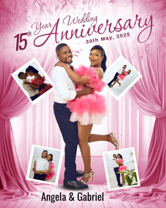 White Pastel Wedding Anniversary Design  Instagram Portrait template