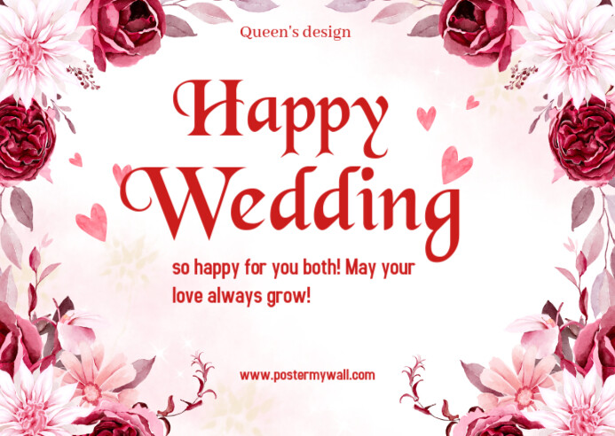 White Pastel Wedding Card Design Template Customizable  A6