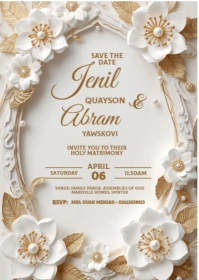 White Pastel Wedding Celebration Invitation A6 template