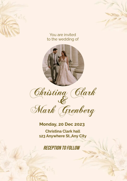 Copy of White Pastel Wedding Invitation A5 | PosterMyWall