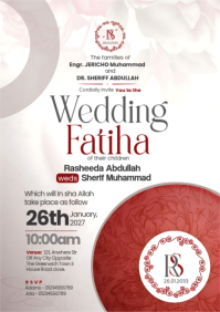 White Pastel Wedding Invitation  A5 template