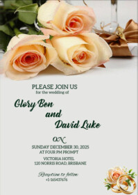 White Pastel Wedding Invitation Card  A6 template