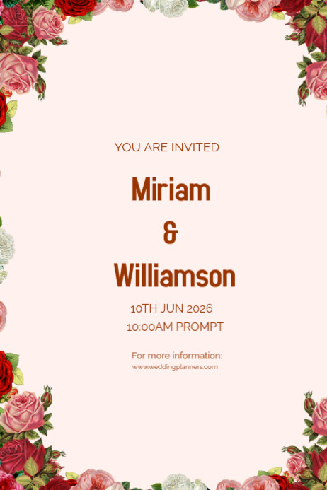 White Pastel Wedding Invitation Cards Design  Poster 海报 template