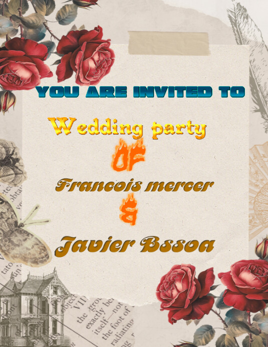 White Pastel Wedding Invitation Flyer (us Letter) Template PosterMyWall