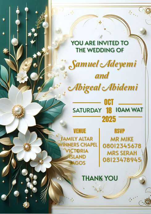 Copy of White Pastel Wedding Invitation Flyer A4 | PosterMyWall