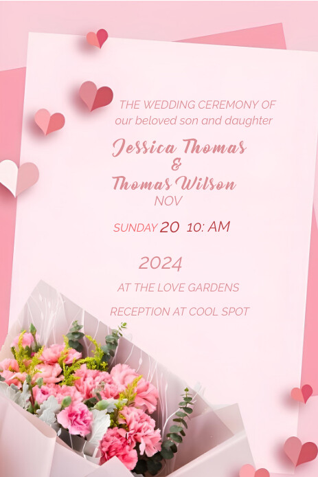 White Pastel Wedding Invitation Pinterest Gra template