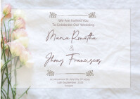 White Pastel Wedding Invitation Postcard template