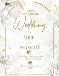 White Pastel Wedding Invitation Template  Flyer (us Letter)