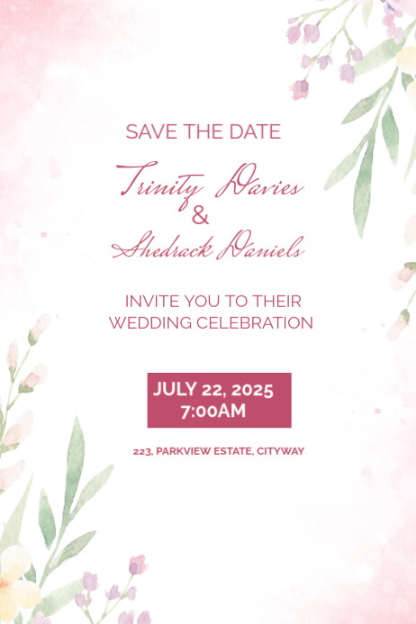White Pastel Wedding Invitation Templates  Poster Plakkaat