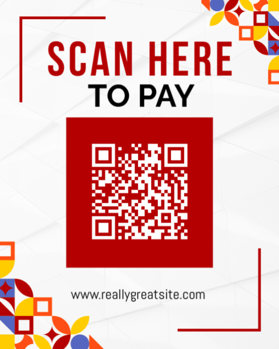Modèle White Pastel White And Red Modern Qr Code Payment Placeholder ...
