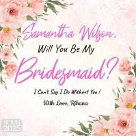 White Pastel Wii You Be My Bridesmaid simple elegant Pos Instagram template