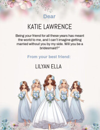 White Pastel Will You Be My Bridesmaid Invitation Template Flyer (us Letter)