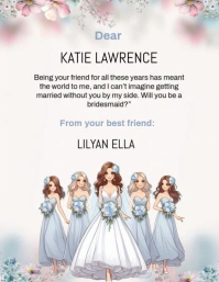 White Pastel Will You Be My Bridesmaid Invitation Template Flyer (us Letter)