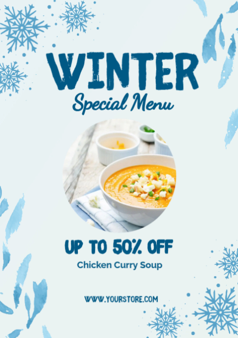 White Winter Special Menu A2 Template | PosterMyWall
