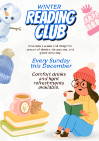 White Pastel Winter Reading Club  A4 template