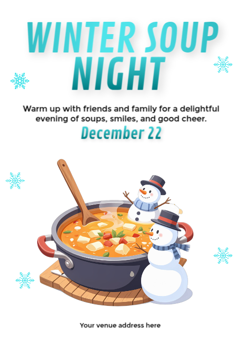 White Pastel Winter Soup Invitation A3 template