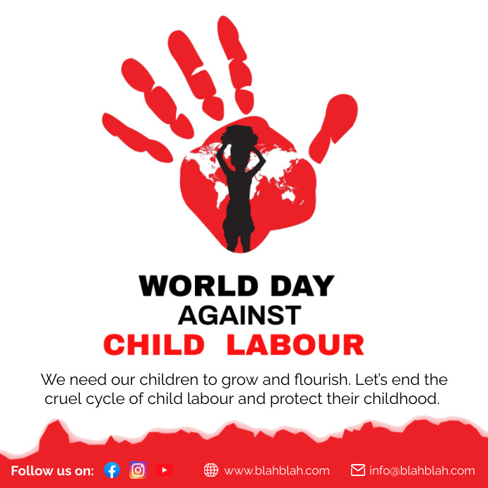 White Pastel World Day Against Child Labour I Template | PosterMyWall