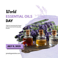 White Pastel World Essential Oils Day – Wellness Quote & Natural Living Instagram Post template