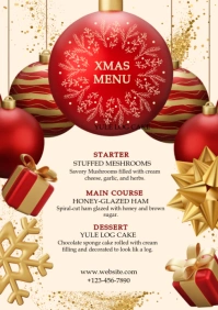 White Pastel Xmas Menu A4 template
